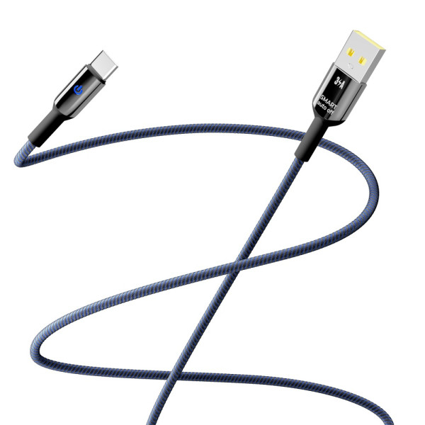 Фото - Кабель синхронізації даних YOKI SMART Type-C 3A 2m Black-Blue (YK-SM31)