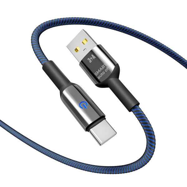 Фото - Кабель синхронізації даних YOKI SMART Type-C 3A 2m Black-Blue (YK-SM31)