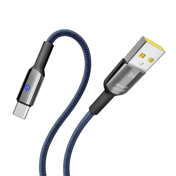 Фото - Кабель синхронізації даних YOKI SMART Type-C 3A 2m Black-Blue (YK-SM31)