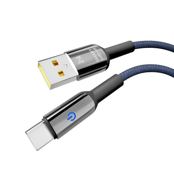 Фото - Кабель синхронізації даних YOKI SMART Type-C 3A 2m Black-Blue (YK-SM31)