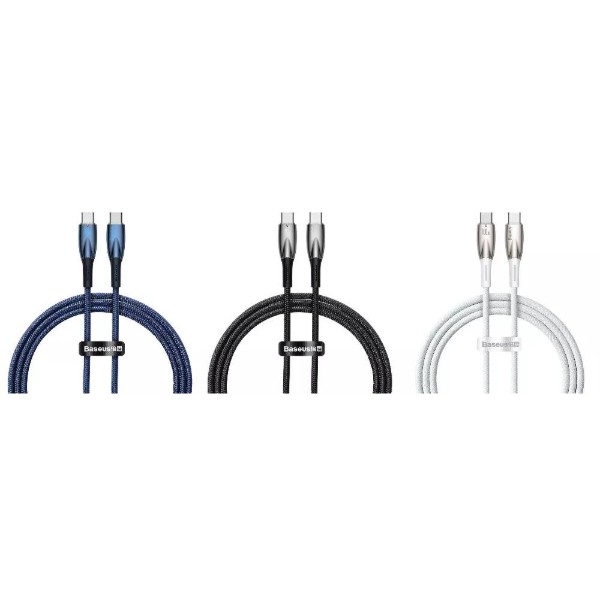 Фото - Кабель Baseus Glimmer Series Fast Charging Type-C to Type-C 100W 1m blue (CADH000703)