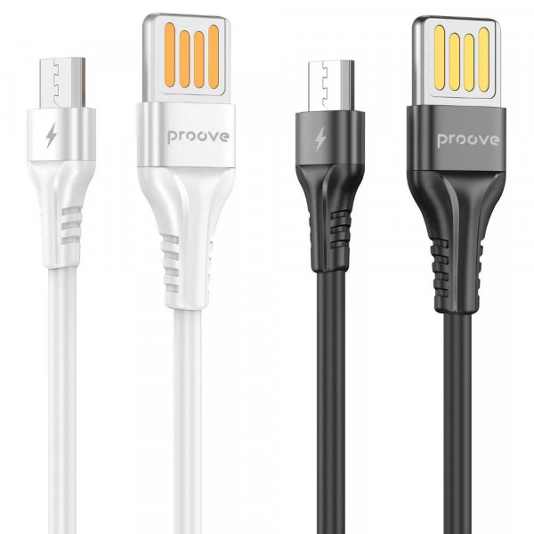 Фото - Кабель синхронизації даних Proove Double Way Silicone Micro USB 2.4A 1m White (CCDS20001302)