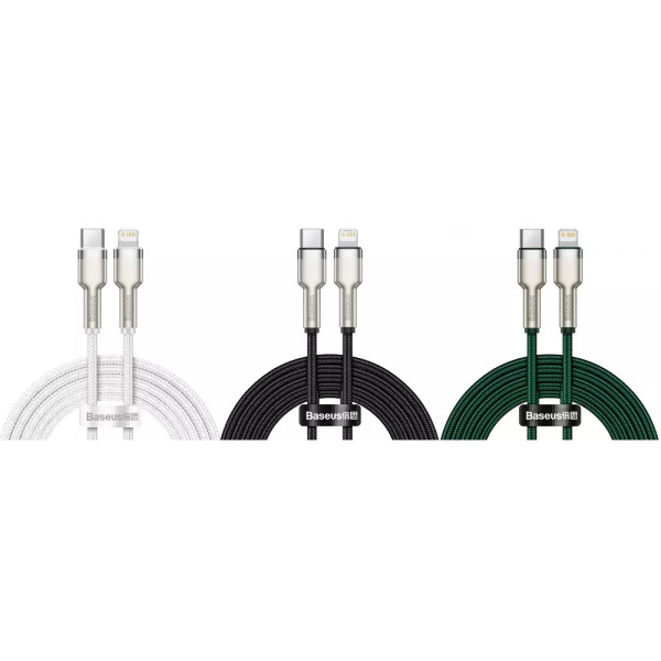 Фото - Кабель Baseus Cafule Metal Type-C to Lightning PD 20W (2m) green (CATLJK-B06)