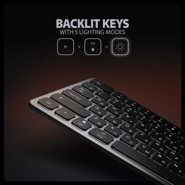 Фото - Клавіатура дротова AXAGON HMC-KB USB-C 5Gbps KEYBOARD 9in1 hub, EN/UA layout, Silver/Black (HMC-KB-CRL)