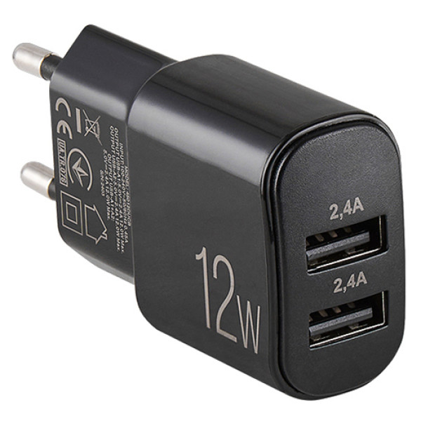 Фото - Мережевий зарядний пристрій Brevia ePower 12W 2xUSB-A (45012DUB)