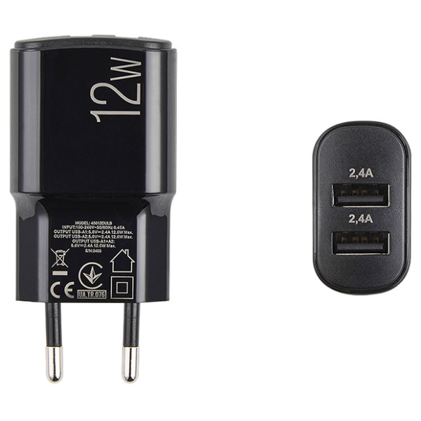 Фото - Мережевий зарядний пристрій Brevia ePower 12W 2xUSB-A (45012DUB)