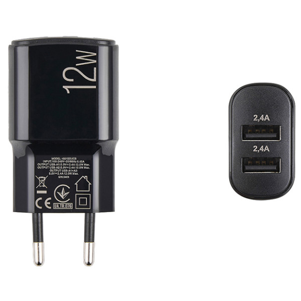 Фото - Мережевий зарядний пристрій Brevia ePower 12W 2xUSB-A + Cable USB-A to Lightning 1m (45012DULB)