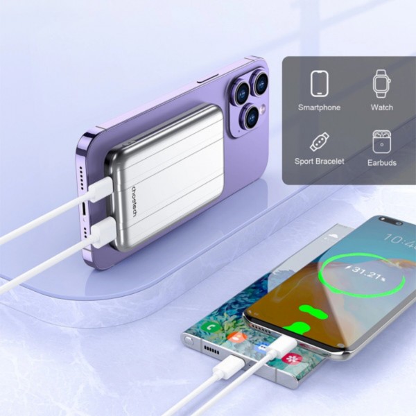 Фото - Батарея мобільна Choetech Magnetic Wireless 5000mAh 10W Silver (6932112104779)