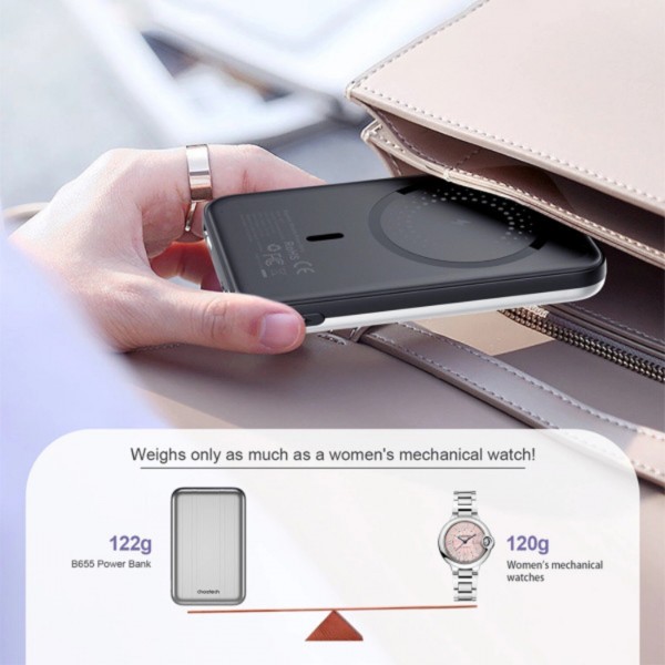 Фото - Батарея мобільна Choetech Magnetic Wireless 5000mAh 10W Silver (6932112104779)