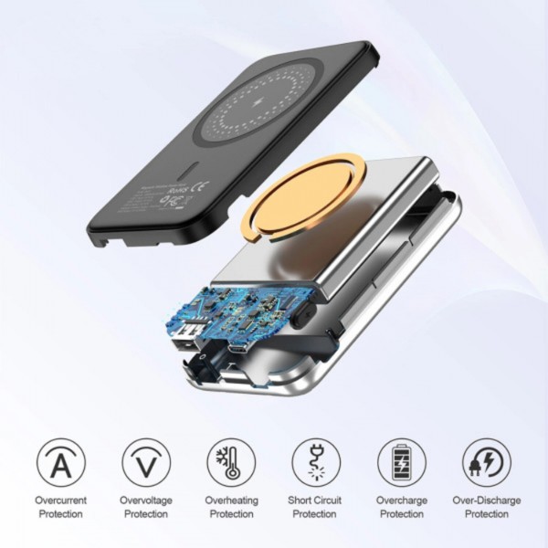Фото - Батарея мобільна Choetech Magnetic Wireless 5000mAh 10W Silver (6932112104779)