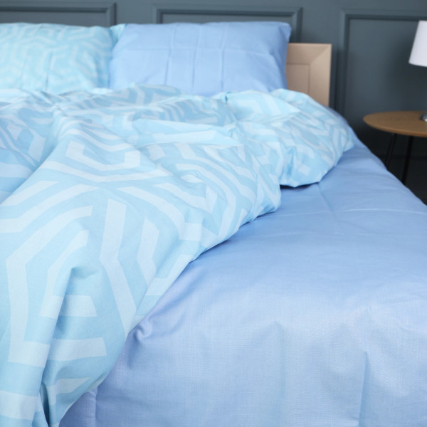 Фото - Комплект постільної білизни MirSon King Size 220х240 см 17-0628 Diamond Blue Бязь (2200008462970)