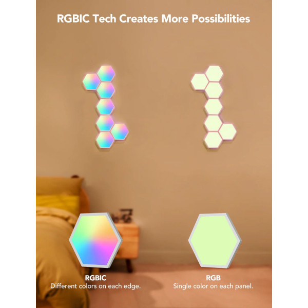 Фото - Світлодіодний світильник Govee H6061 Glide Hexa Light Panels 10шт RGB (B6061301)