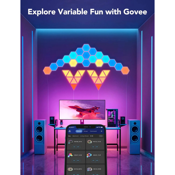 Фото - Світлодіодний світильник Govee H6061 Glide Hexa Light Panels 10шт RGB (B6061301)