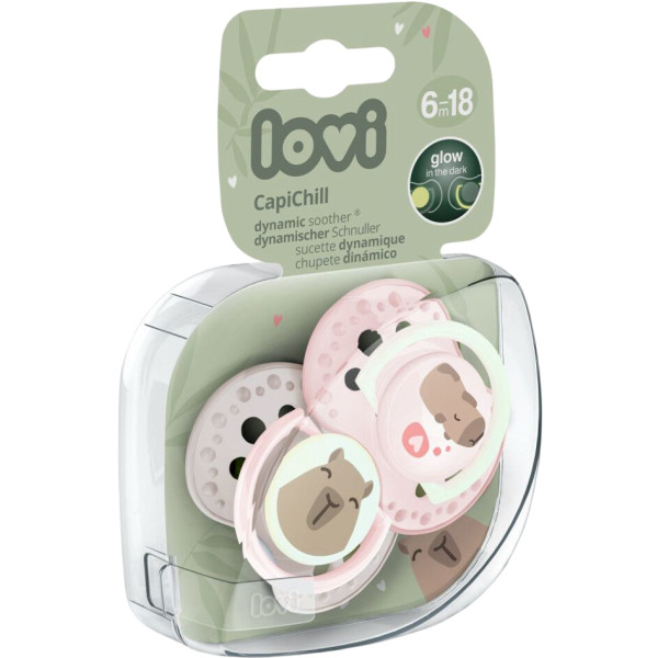 Фото - Динамічна пустушка Lovi 6-18 м-ців 2 шт. CapiChill - рожева (22/933girl)