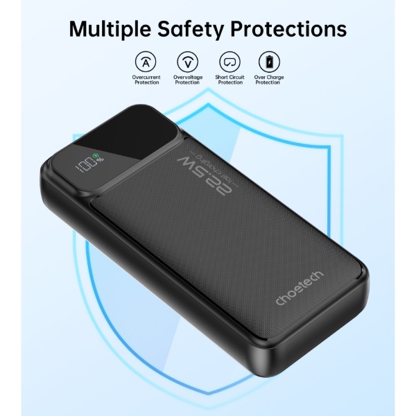 Фото - Батарея мобильная Choetech B729 20000mAh PD 22.5W Black (B729-BK)
