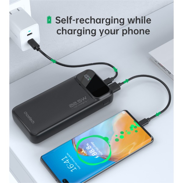 Фото - Батарея мобильная Choetech B729 20000mAh PD 22.5W Black (B729-BK)