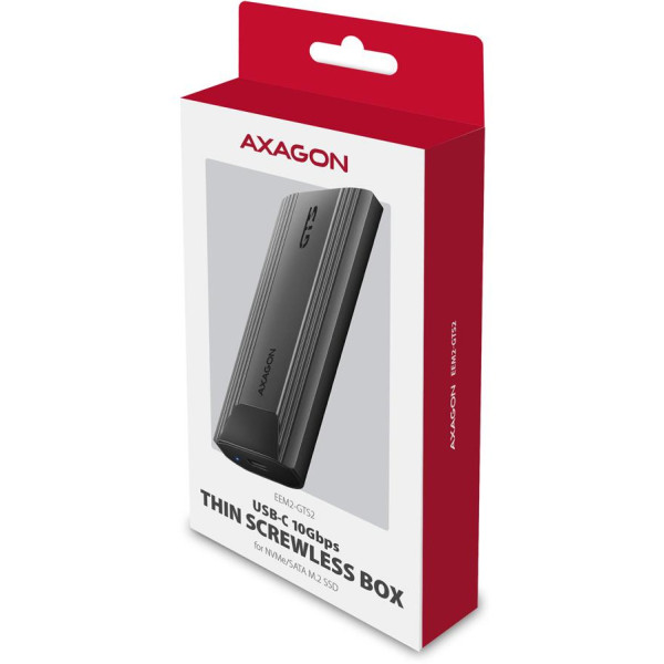 Фото - Внешний карман AXAGON USB-C 10Gbps - M.2 NVMe & SATA SSD THIN SCREWLESS box (EEM2-GTS2)