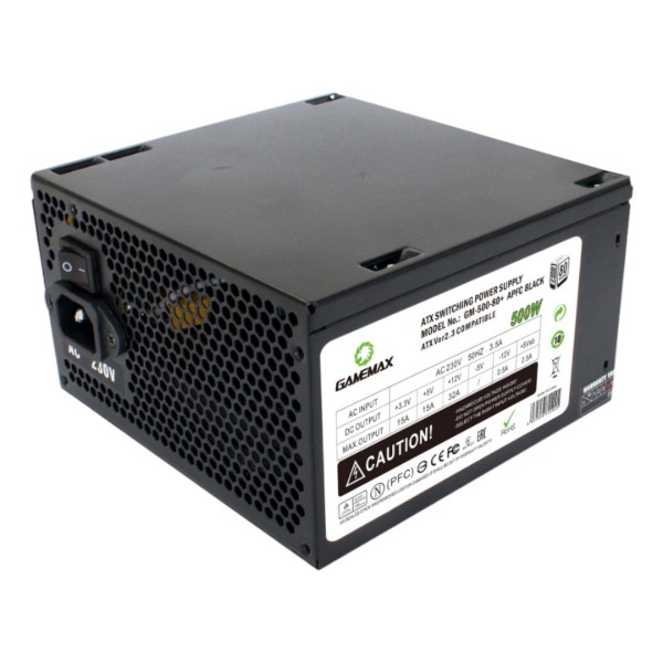 Фото - Блок живлення для ПК Gamemax GM-500 80+ APFC Black