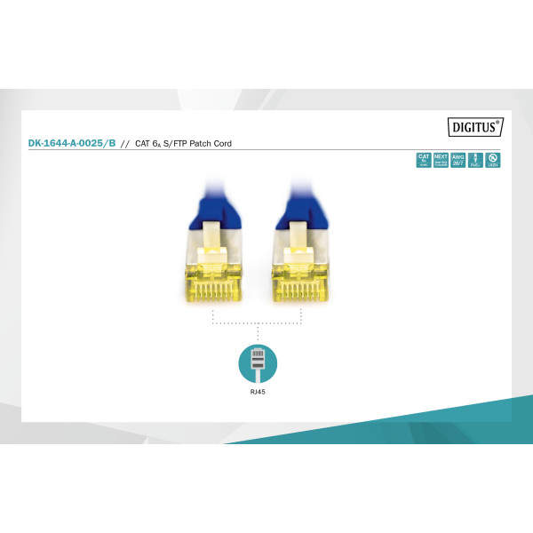 Фото - Кабель патч-корд Digitus CAT 6a S-FTP 0.25 м Blue (DK-1644-A-0025/B)