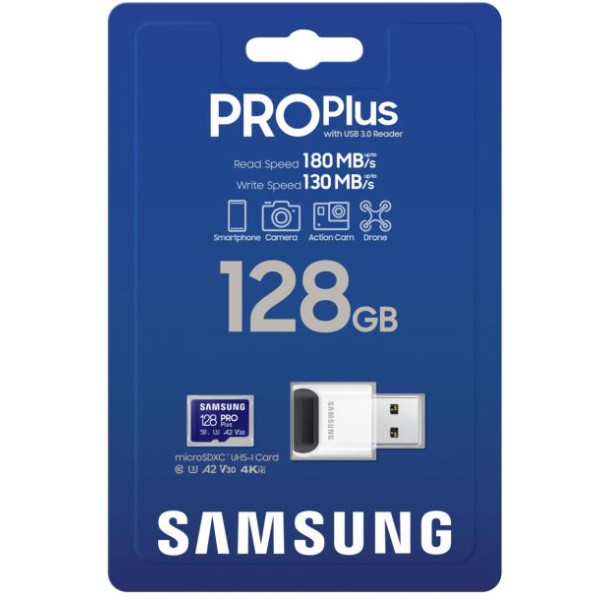Фото - Карта памяти Samsung microSDXC PRO+ 128GB W/READER (MB-MD128SB/WW)