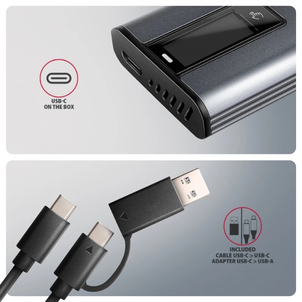 Фото - Зовнішня кишеня AXAGON USB-C 10Gbps - M.2 NVMe & SATA SSD DISPLAY box (EEM2-SD2)
