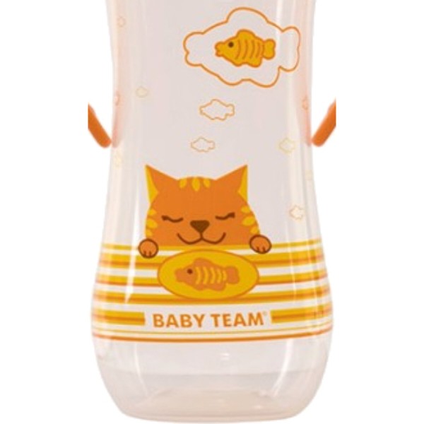 Фото - Пляшка для годування Baby Team з силіконовою соскою і ручками, 250 мл. (1411_помаранчевий)