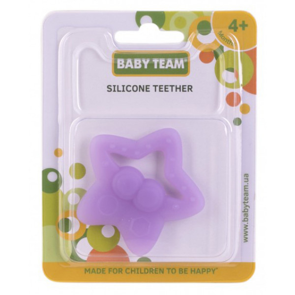 Фото - Прорезыватель Baby Team силиконовый Морские жители (4008_фиолетовая звездочка)