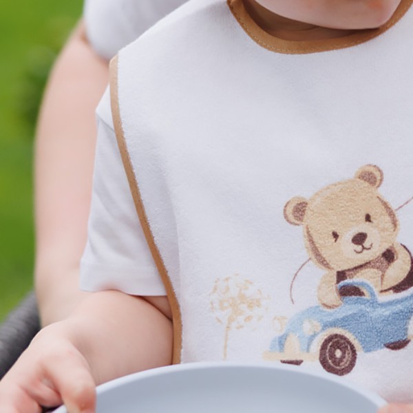 Фото - Нагрудник детский BabyOno махровый Я МОГУ БОЛЬШЕ бежевый мишка 26x36 см (833/01)