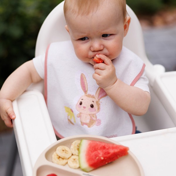 Фото - Нагрудник детский BabyOno махровый Я МОГУ БОЛЬШЕ зайчик розовый 26x36 см (833/02)