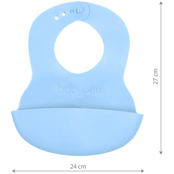 Фото - Нагрудник силиконовый BabyOno с регулируемой застежкой Небесно-голубой (835/05)