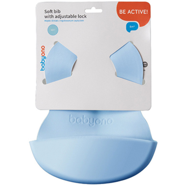 Фото - Нагрудник силиконовый BabyOno с регулируемой застежкой Небесно-голубой (835/05)