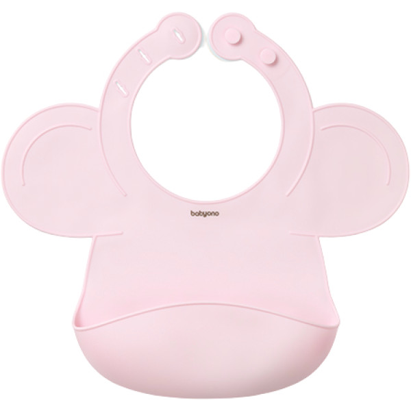 Фото - Нагрудник силіконовий BabyOno з регульованою застібкою Рожевий (1639/02)