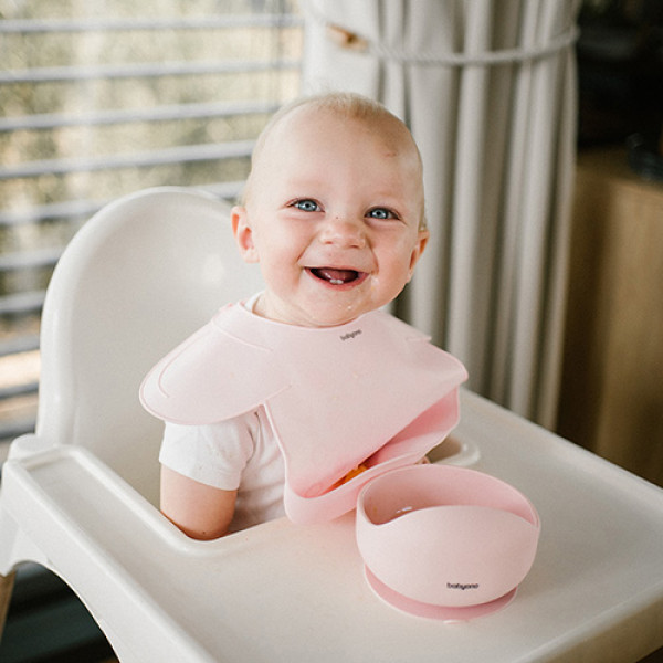 Фото - Нагрудник силіконовий BabyOno з регульованою застібкою Рожевий (1639/02)