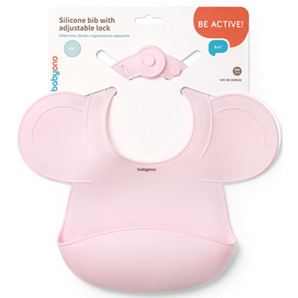 Фото - Нагрудник силіконовий BabyOno з регульованою застібкою Рожевий (1639/02)