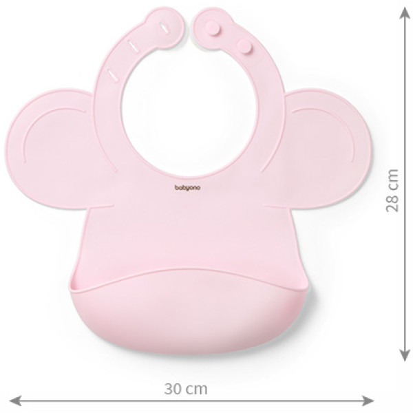 Фото - Нагрудник силіконовий BabyOno з регульованою застібкою Рожевий (1639/02)