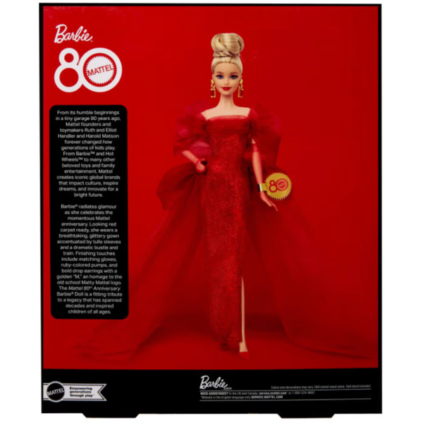 Фото - Коллекционная кукла Barbie «Ruby Red» к 80-летию Mattel — блондинка (JBJ17)