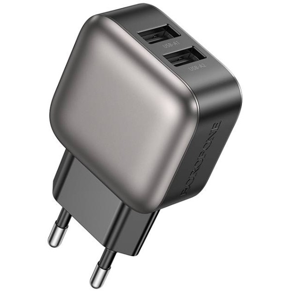 Фото - Сетевое зарядное устройство BOROFONE BAS51A Absolute dual-port charger Black (6941991116100)