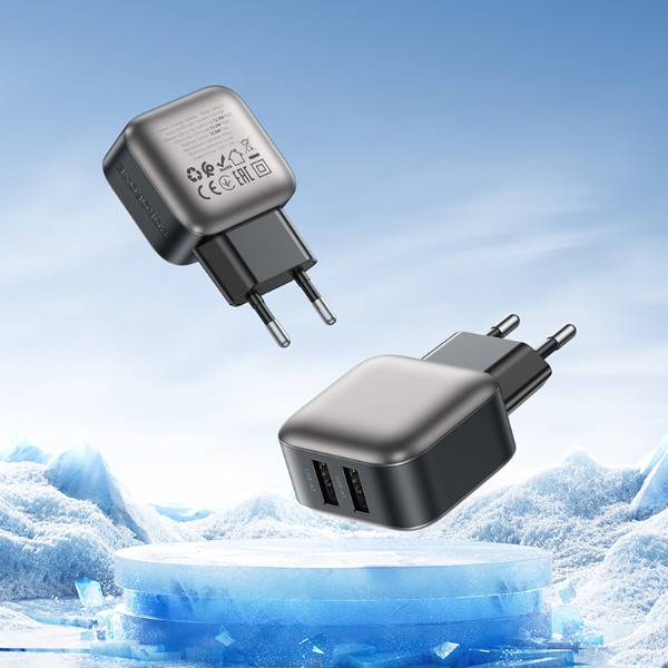 Фото - Сетевое зарядное устройство BOROFONE BAS51A Absolute dual-port charger Black (6941991116100)