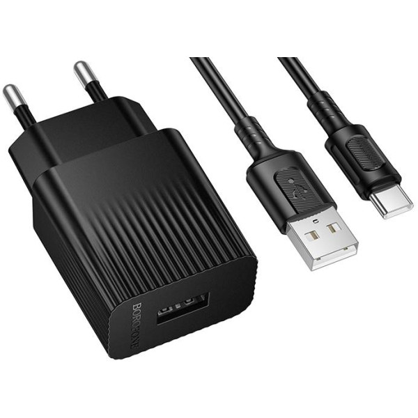 Фото - Мережевий зарядний пристрій BOROFONE BAS71A Source single-port charger set(Type-C) Black (6941991122613)