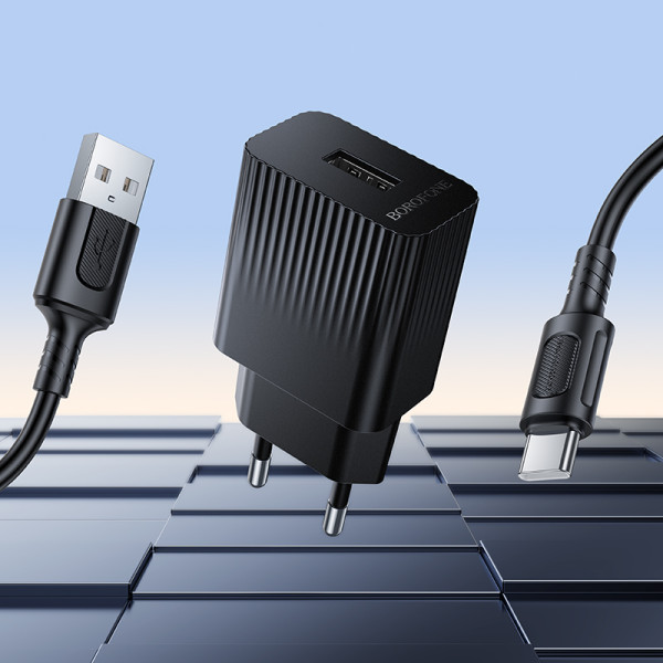 Фото - Мережевий зарядний пристрій BOROFONE BAS71A Source single-port charger set(Type-C) Black (6941991122613)