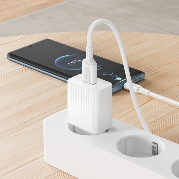 Фото - Мережевий зарядний пристрій BOROFONE BAS71A Source single-port charger set(Type-C) White (6941991122620)