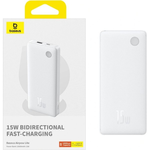 Фото - Батарея мобільна Baseus Airpow Lite 10000mAh 15W 
White (P10067500213-00)