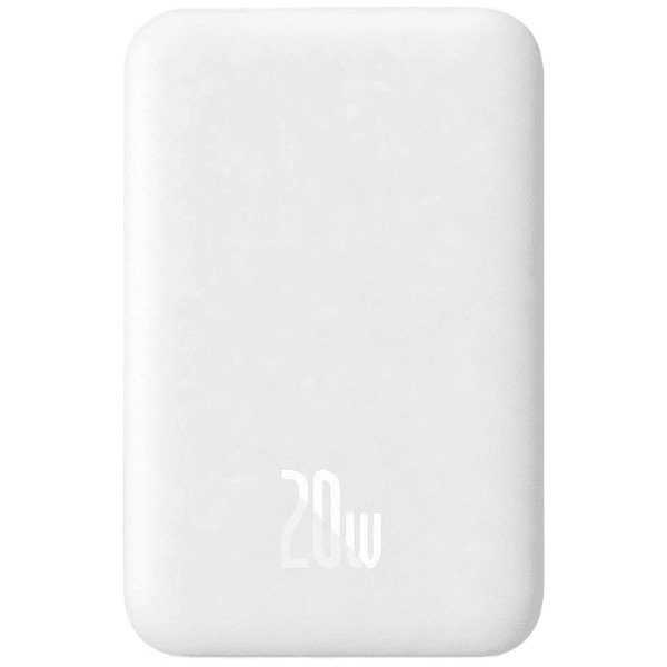 Фото - Батарея мобильная Baseus Airpow Magnetic 20W (6000 mAh) с беспроводной зарядкой White (716298)