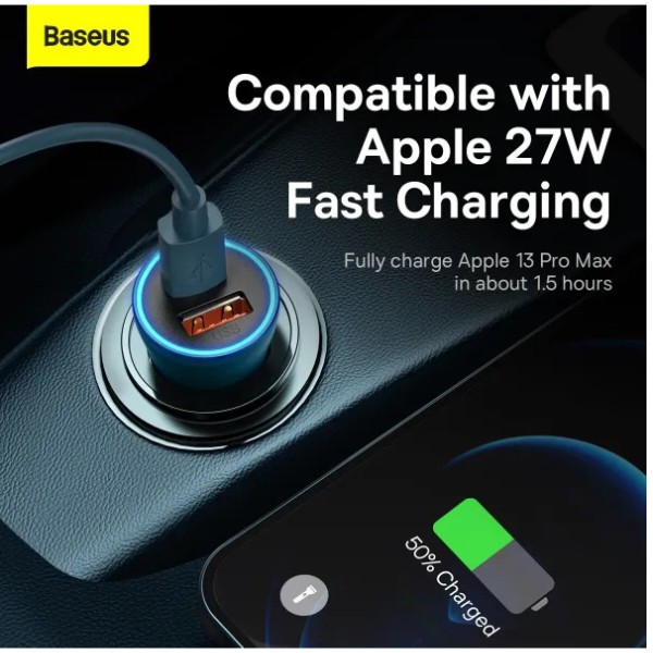 Фото - Автомобильное зарядное устройство Baseus C+U 60W (CGJM000103) Blue