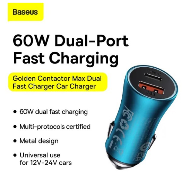 Фото - Автомобильное зарядное устройство Baseus C+U 60W (CGJM000103) Blue