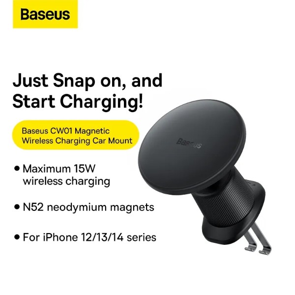 Фото - Автодержатель с беспроводной зарядкой Baseus CW01 Magnetic Wireless Charging (C40141001111-00)