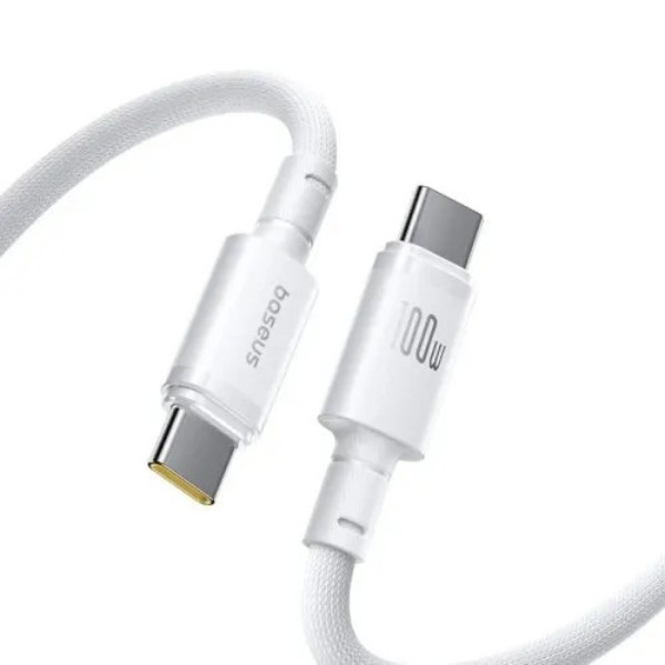 Фото - Кабель Baseus New Braided Type-C/Type-C 100W 1m White (E0426V01)