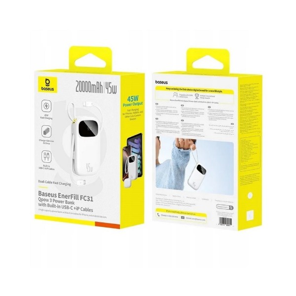 Фото - Батарея мобільна Baseus EnerFill FC31 Qpow 3 10000mAh 45W PD QC White (E0028C01)