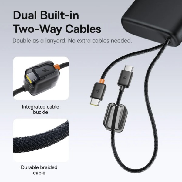 Фото - Батарея мобільна Baseus EnerFill FC41 25000mAh 145W Digital Display Built-in Dual USB-C Cable (E0028H03)