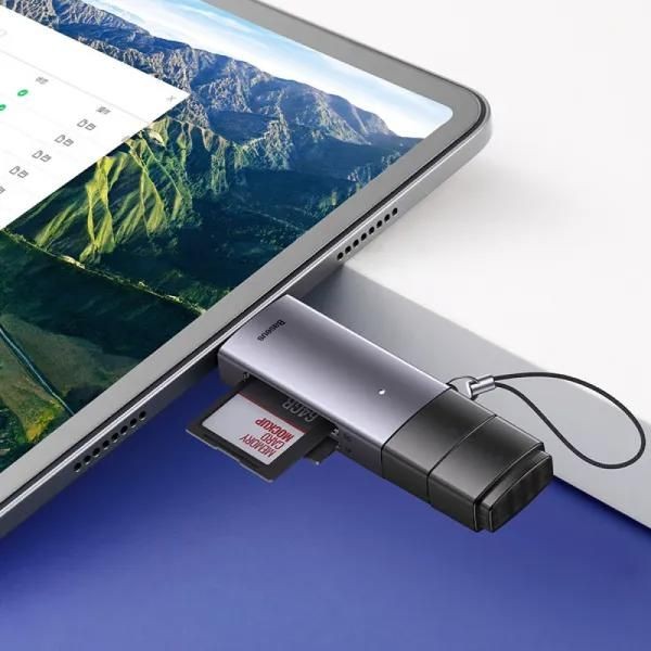 Фото - Кардридер Baseus Lite Series USB-A & Type-C  to SD/TF Card Reader Grey (WKQX060113)